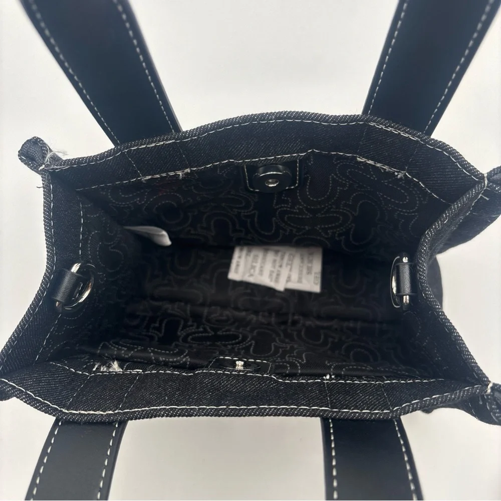 True Religion Black Denim‎ Tote with Red Patch
